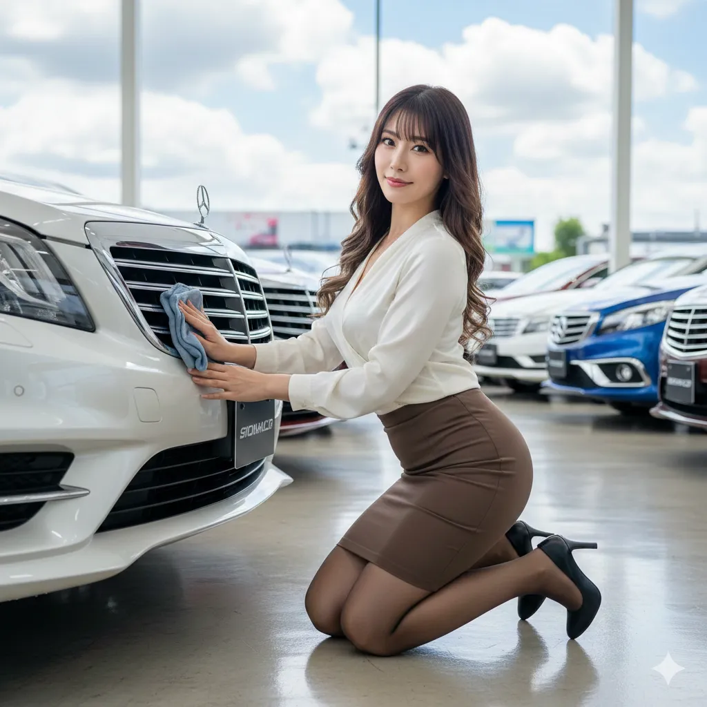 タイトスカートのスリットから覗く、歩行中の太もも美