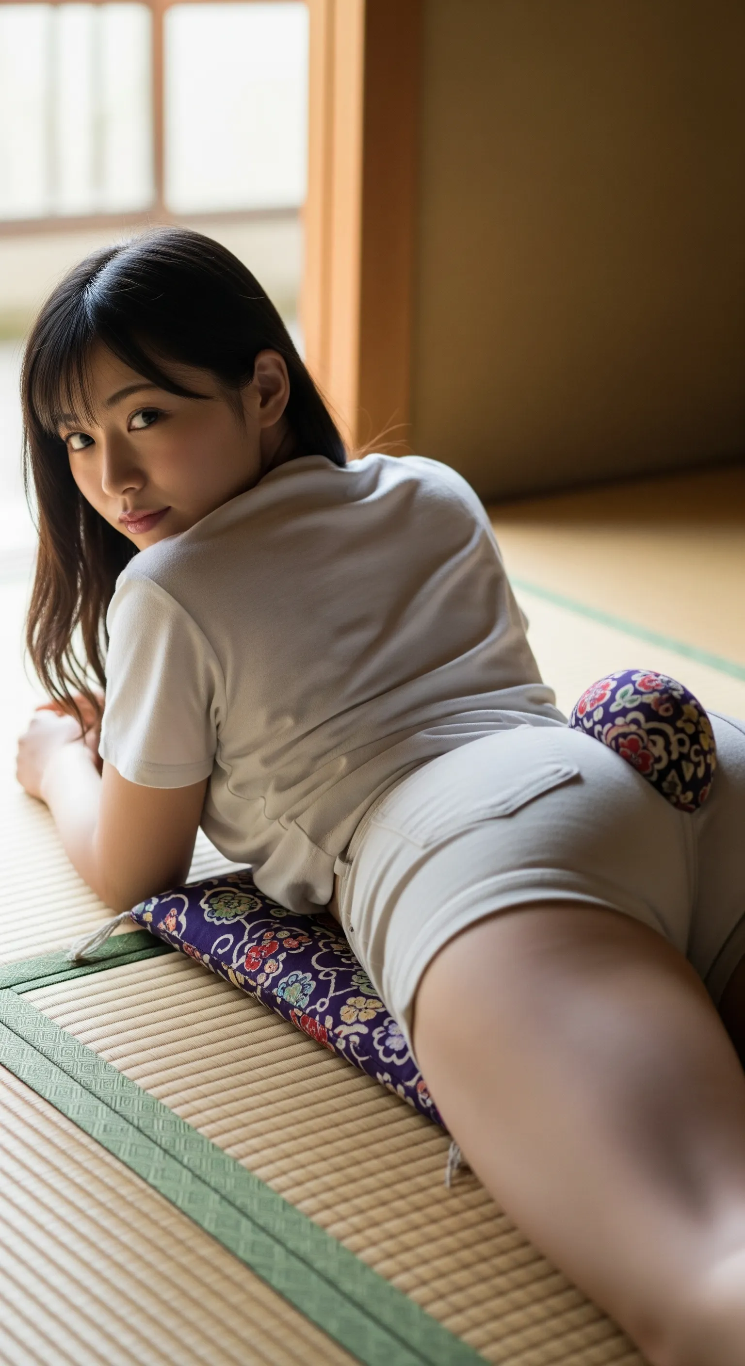 畳に沈む柔肌お尻エロ画像集｜和室で寝そべる無防備美女の肉感グラビア