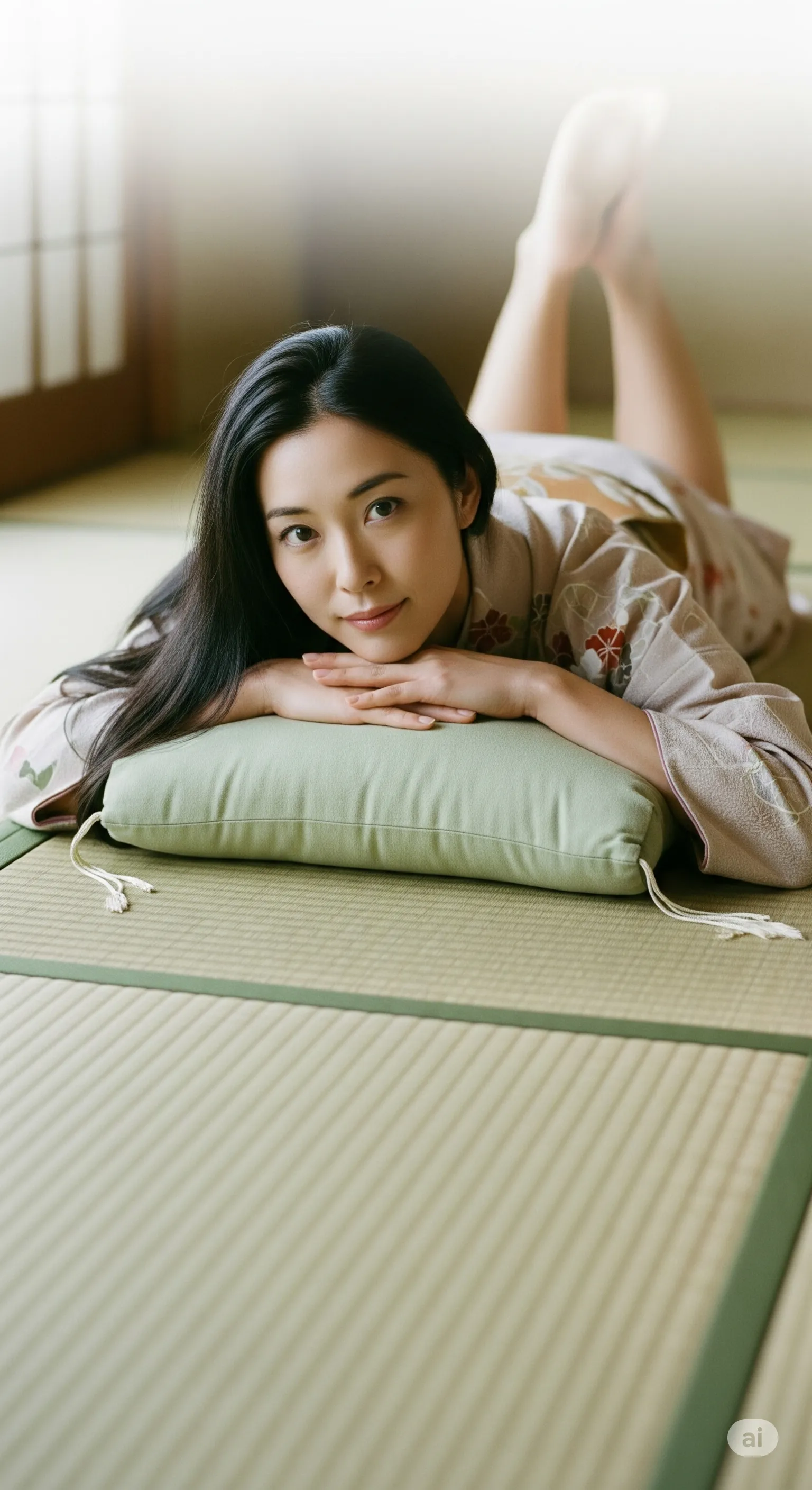 パジャマのズボンがずり落ちて見える尾てい骨のライン エロ画像