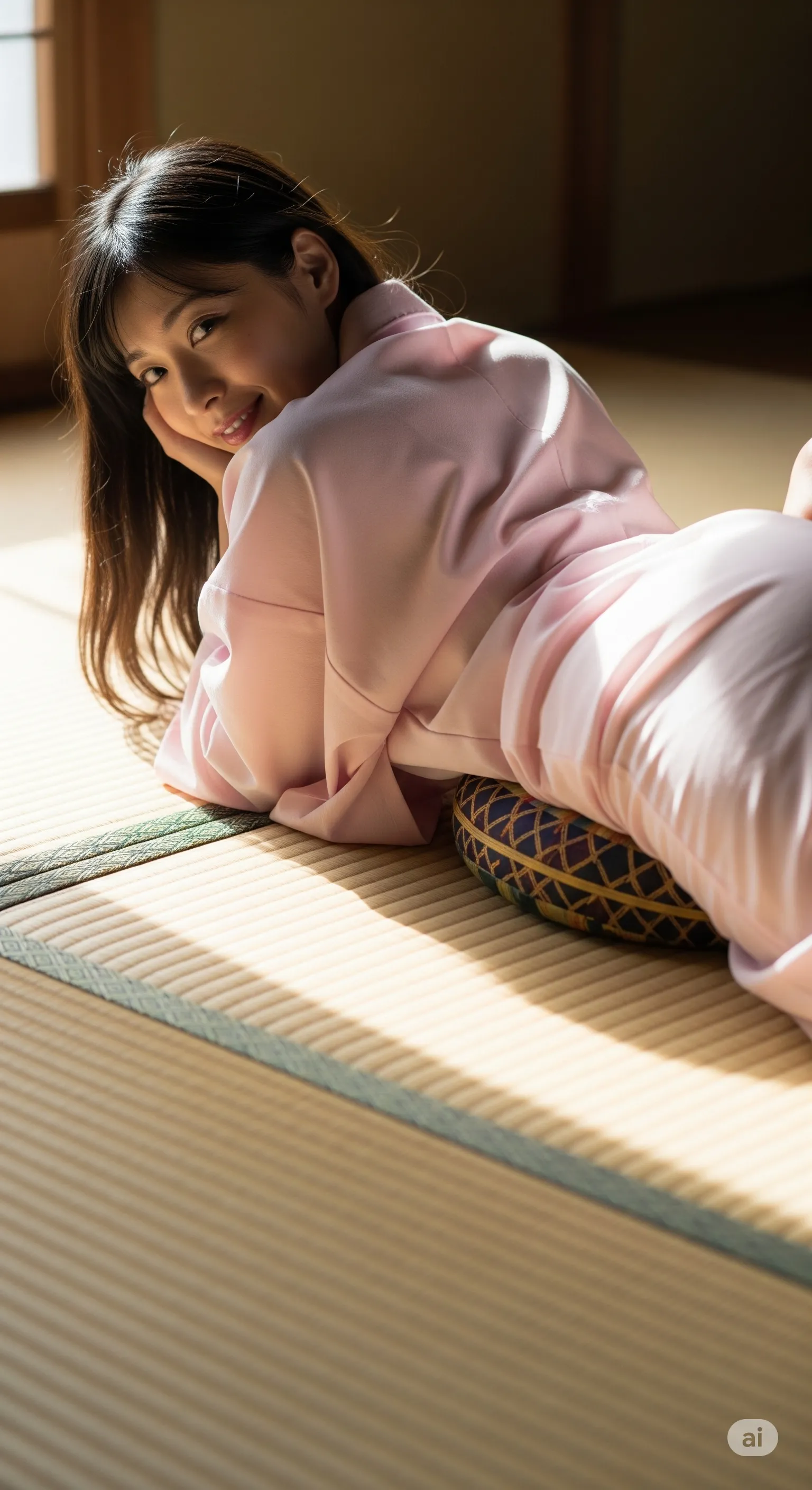 撮影の終わりを惜しむように畳に体を預けるラストカット フェチ写真