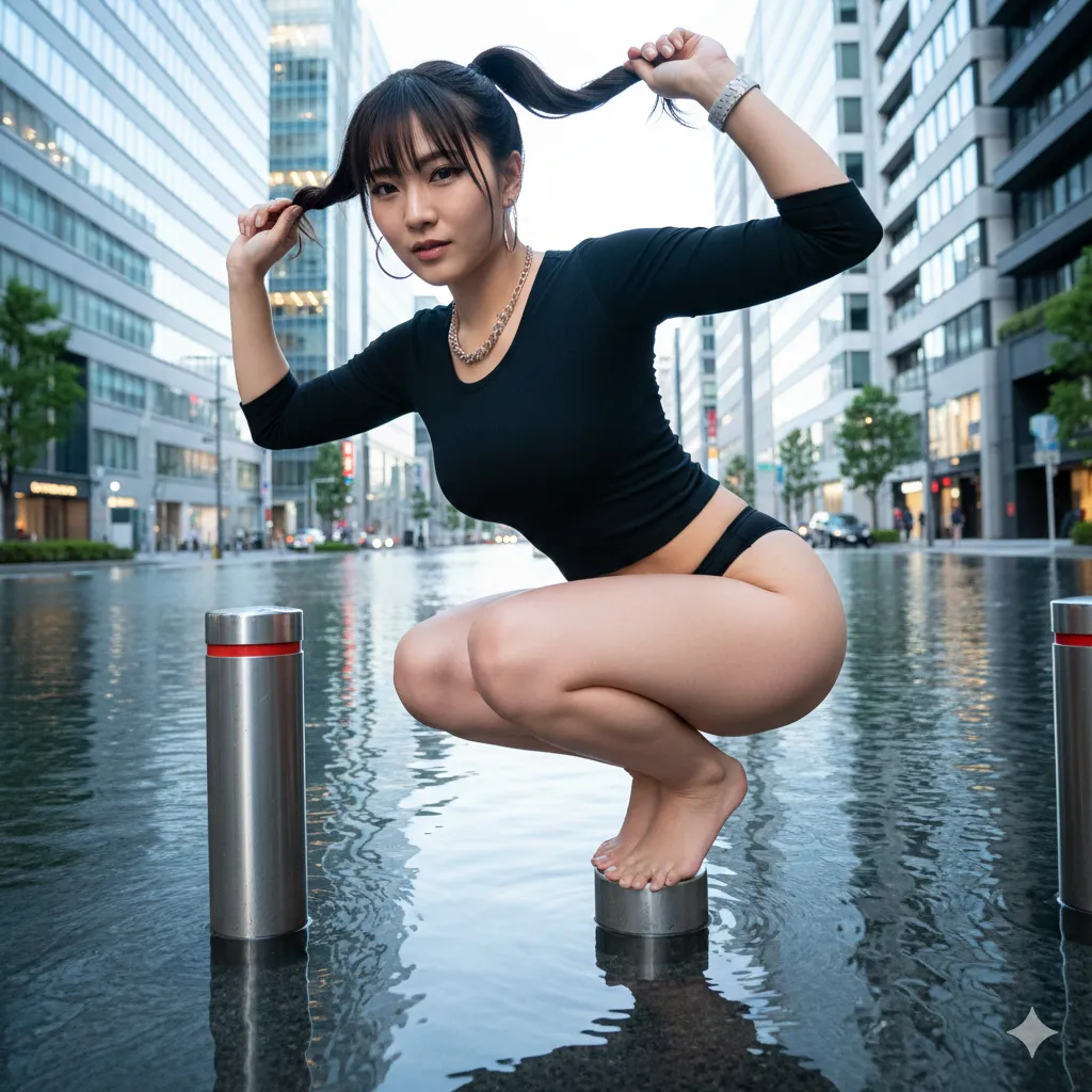 水面越しに見えるお尻の輪郭｜尻フェチに捧げる都会の絶景エロ画像