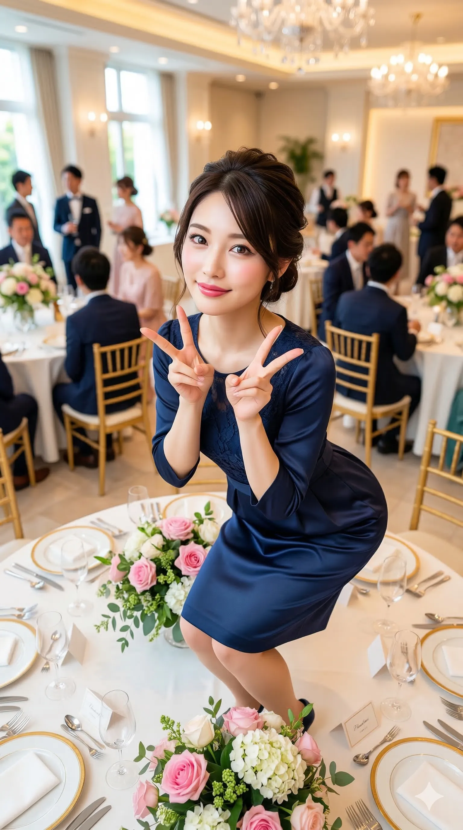 結婚式 美女 屈んだ瞬間のアーチ 010