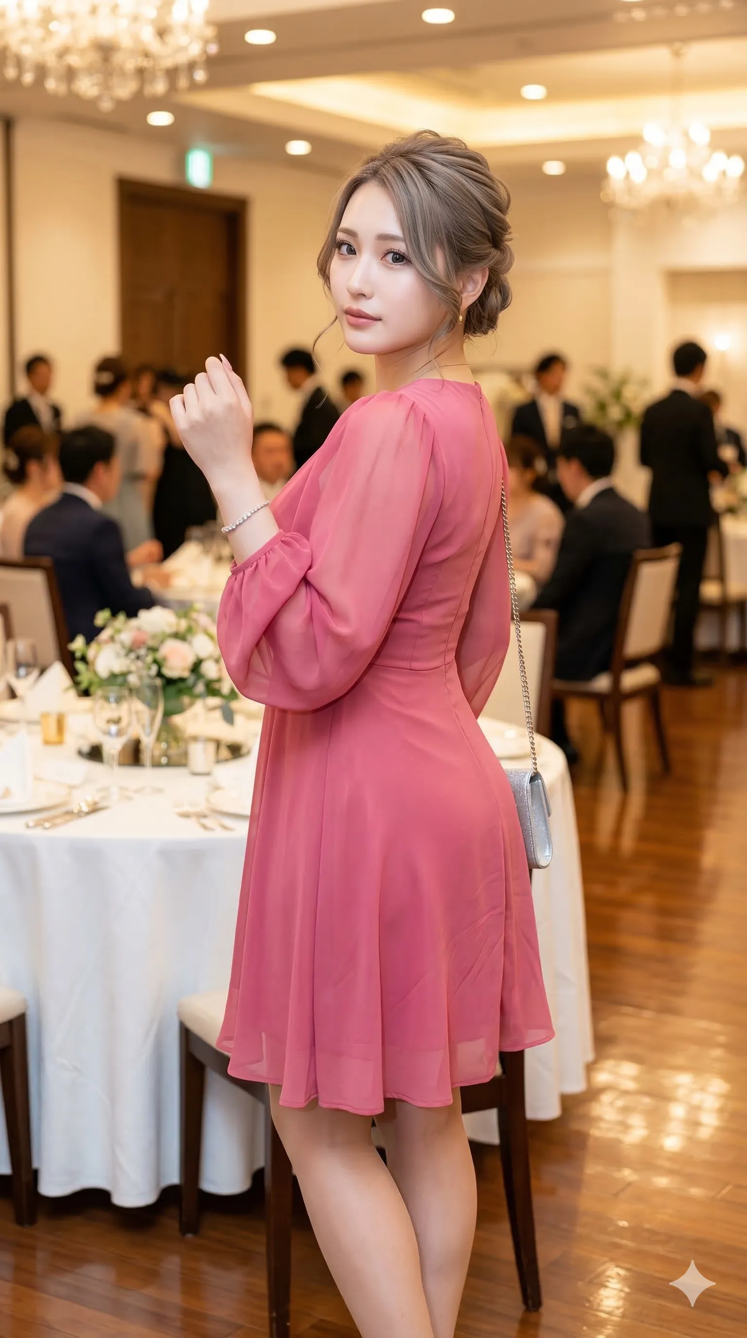 花嫁の友人 屈み姿勢 最高の煽り 018