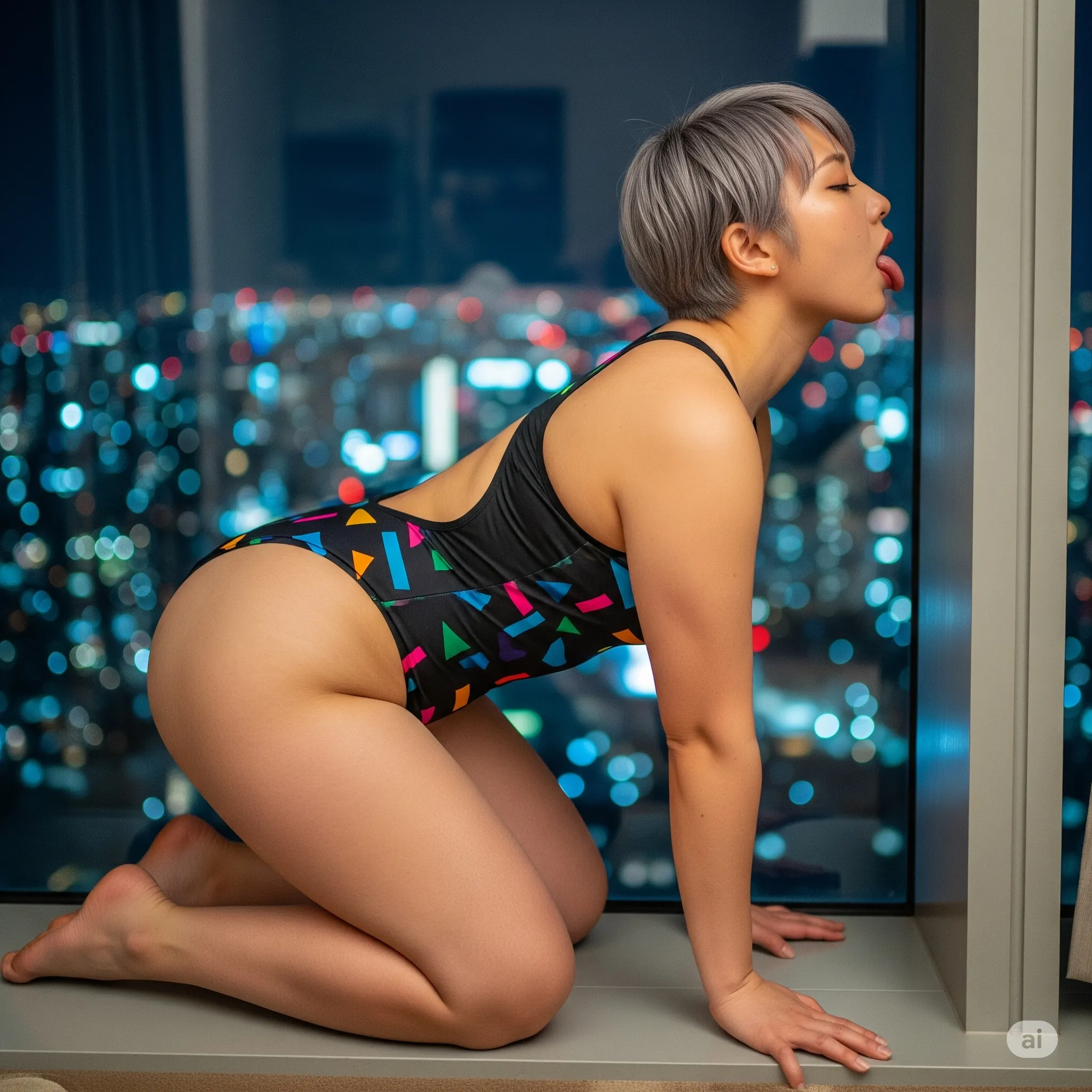 熟女 ハイレグ 舐めフェチ 夜景グラビア 076