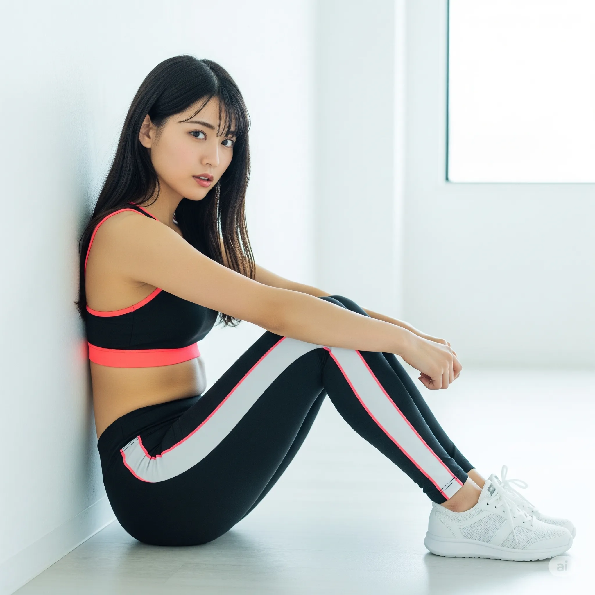 長い脚線美と引き締まった尻を魅せるヨガ姿