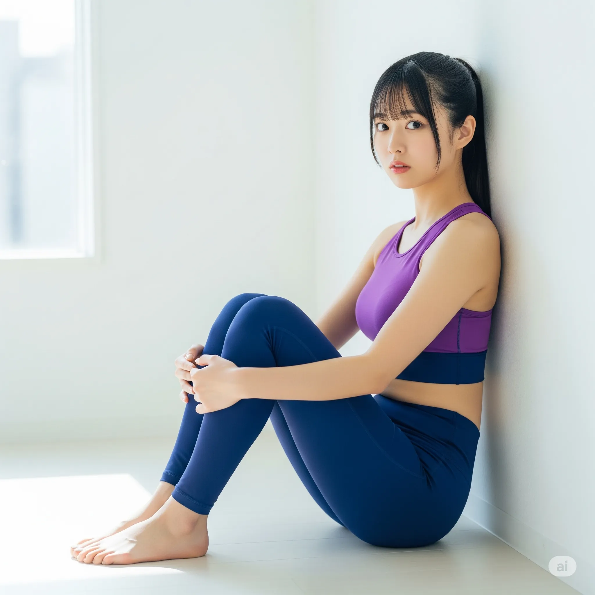 床座りポーズで強調される美尻＆細腰ライン