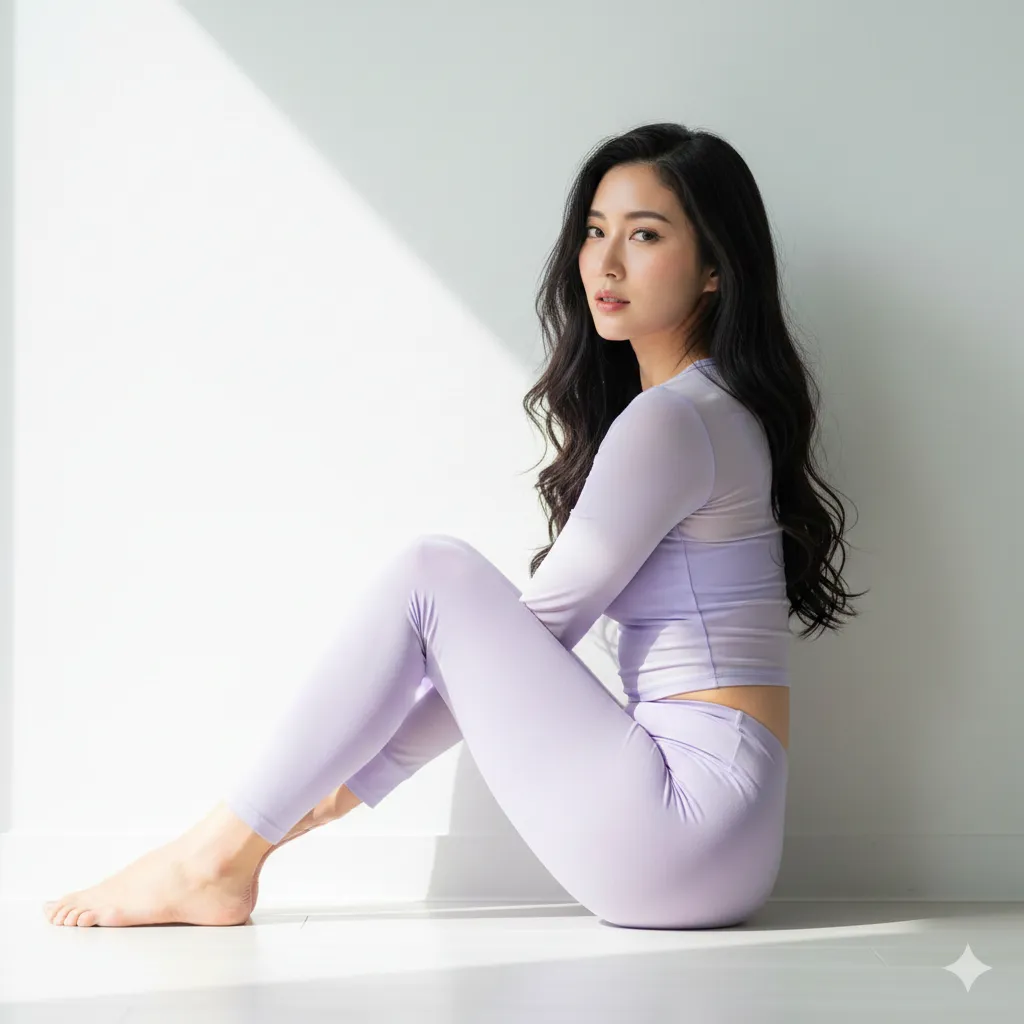 ヨガ美女の太もも曲線と上品ヒップフォルム