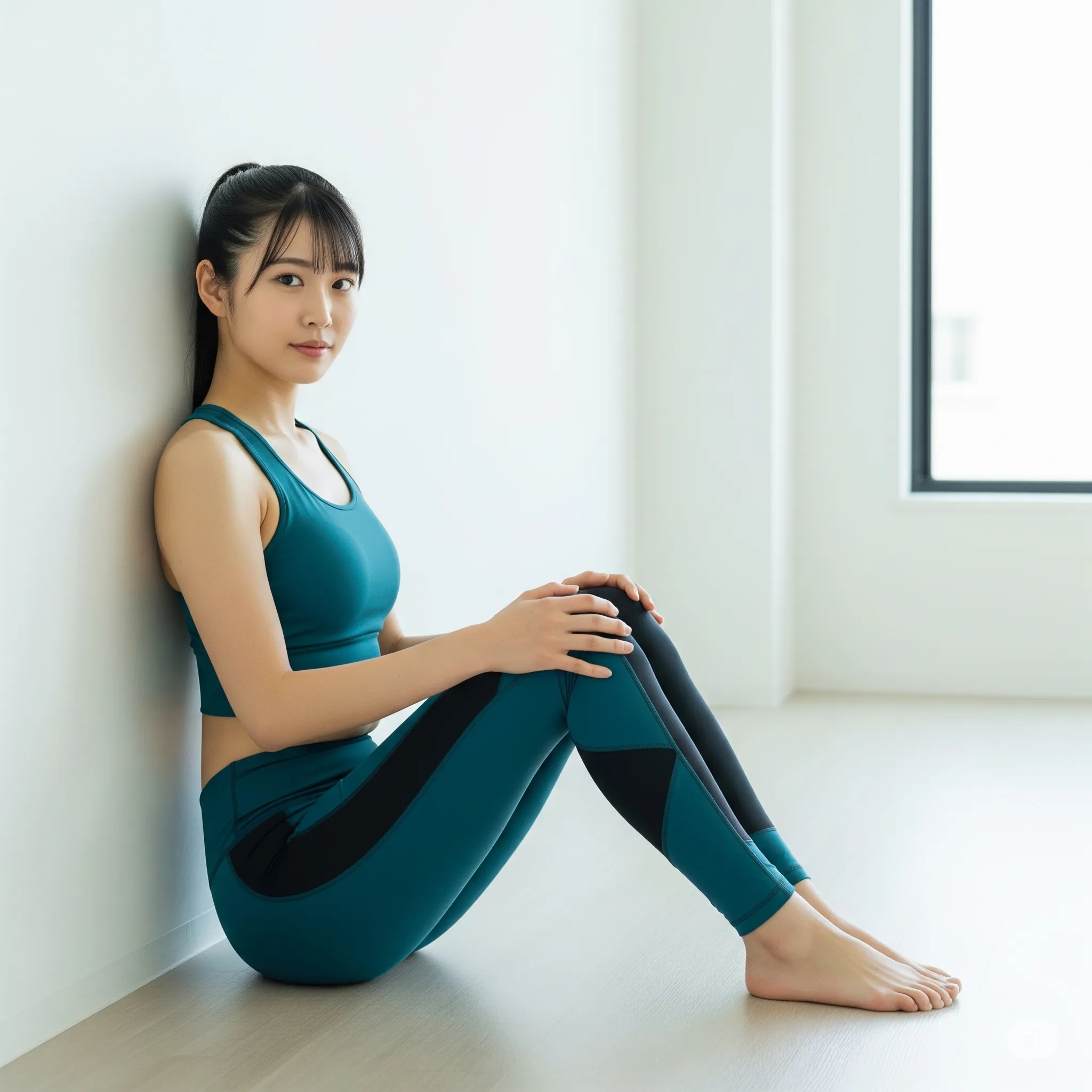 レギンス越しの丸みヒップが映える光の演出