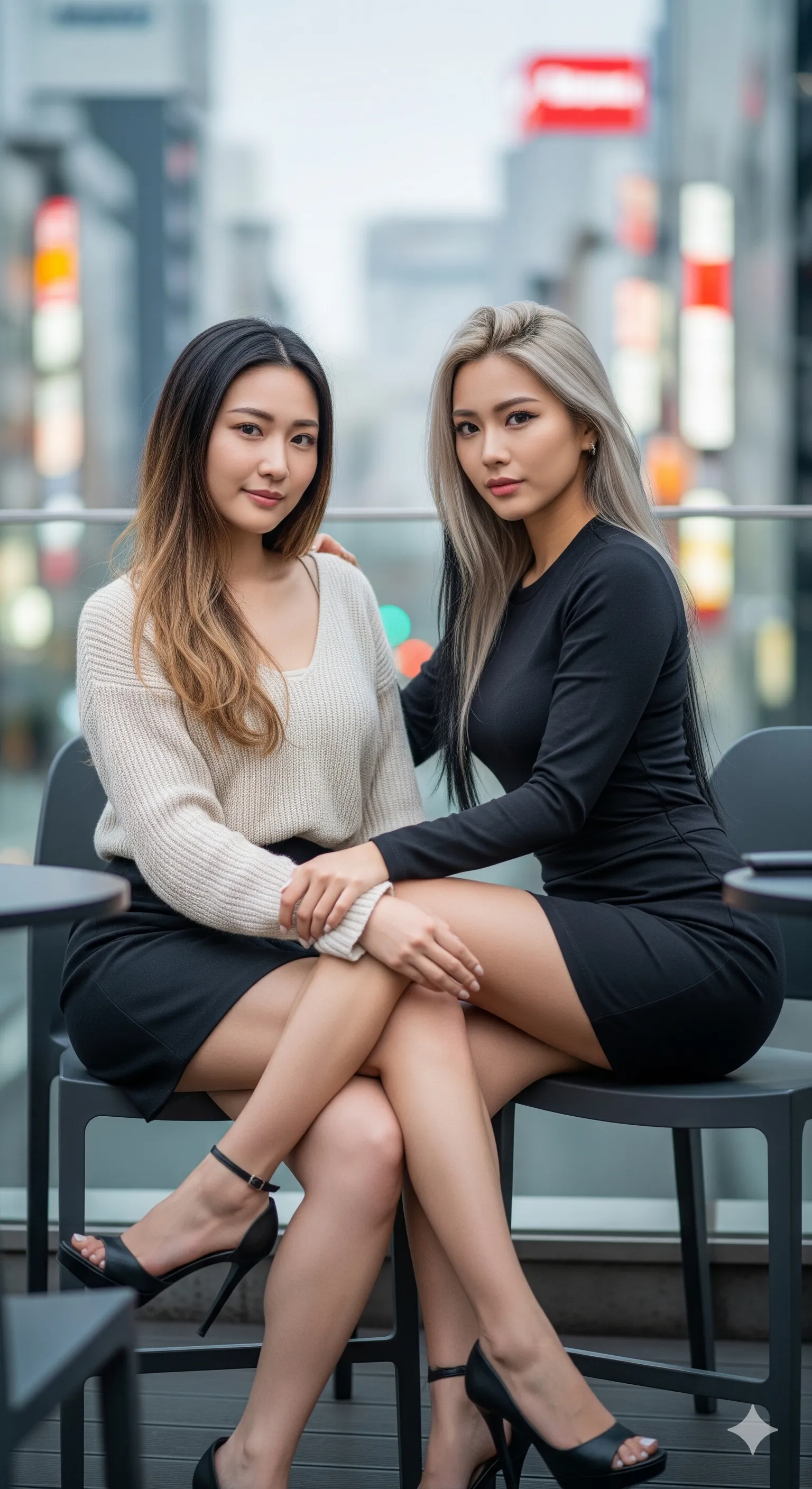 階段を上る際に見せる、スカートの裾とふくらはぎの曲線