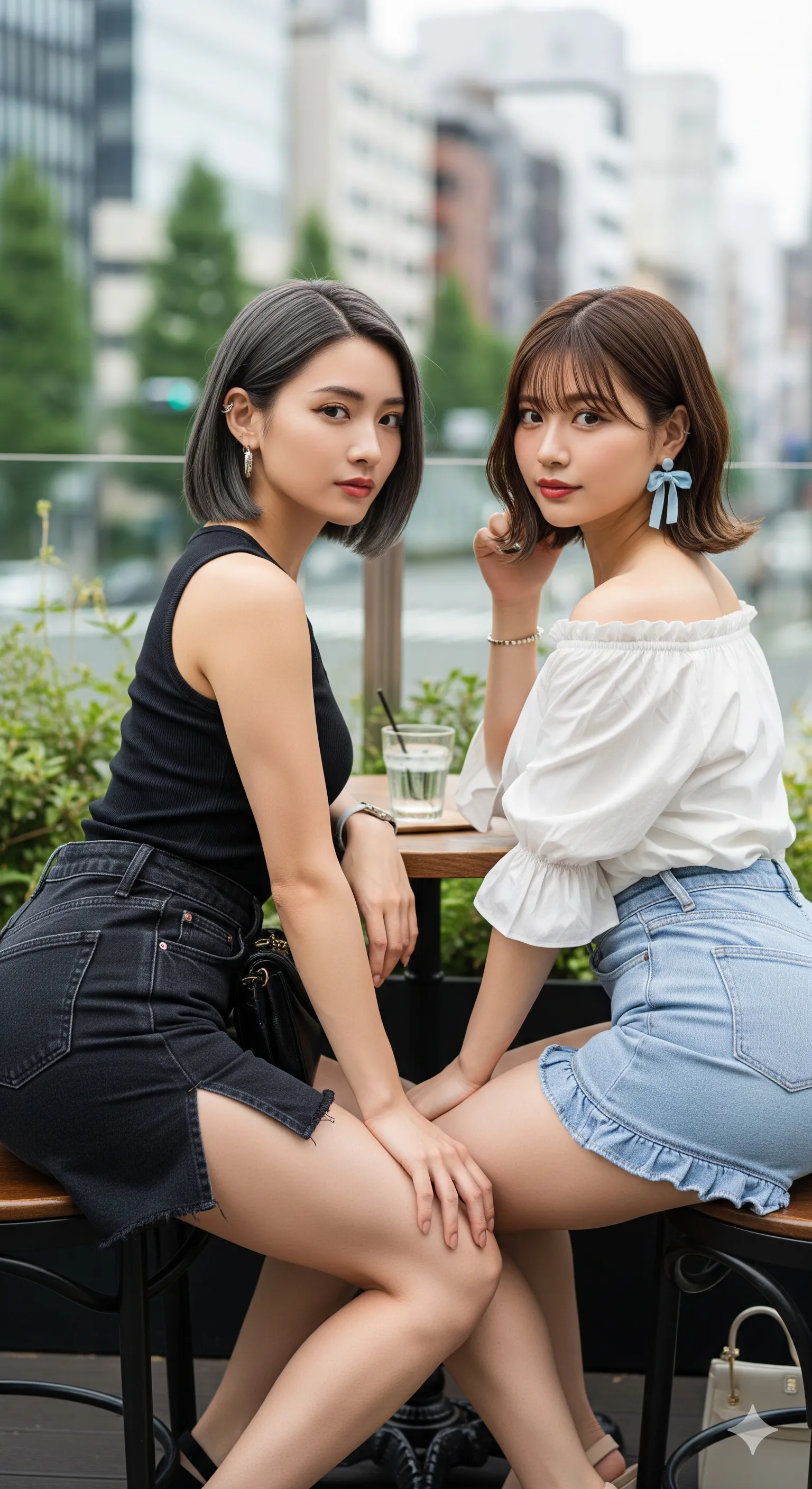 私服の質感が生々しい、至近距離のスナップフォト