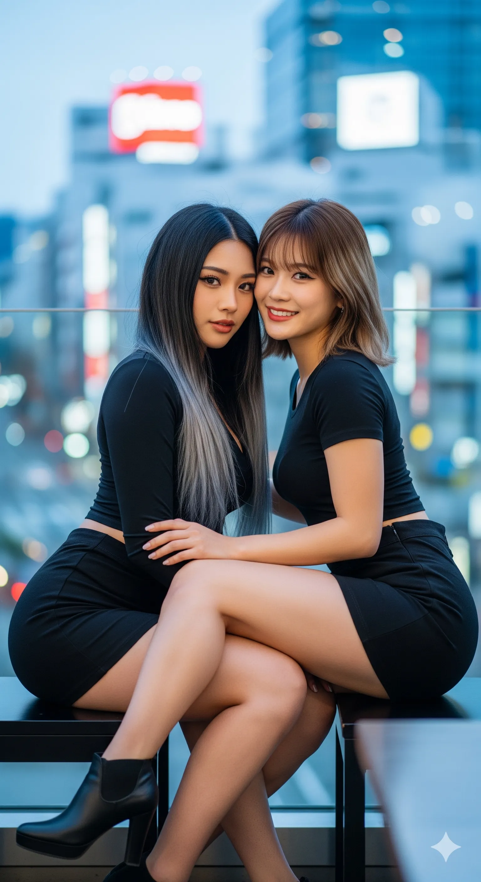 風に吹かれて舞う髪と、タイトな服が暴く肉体の凹凸