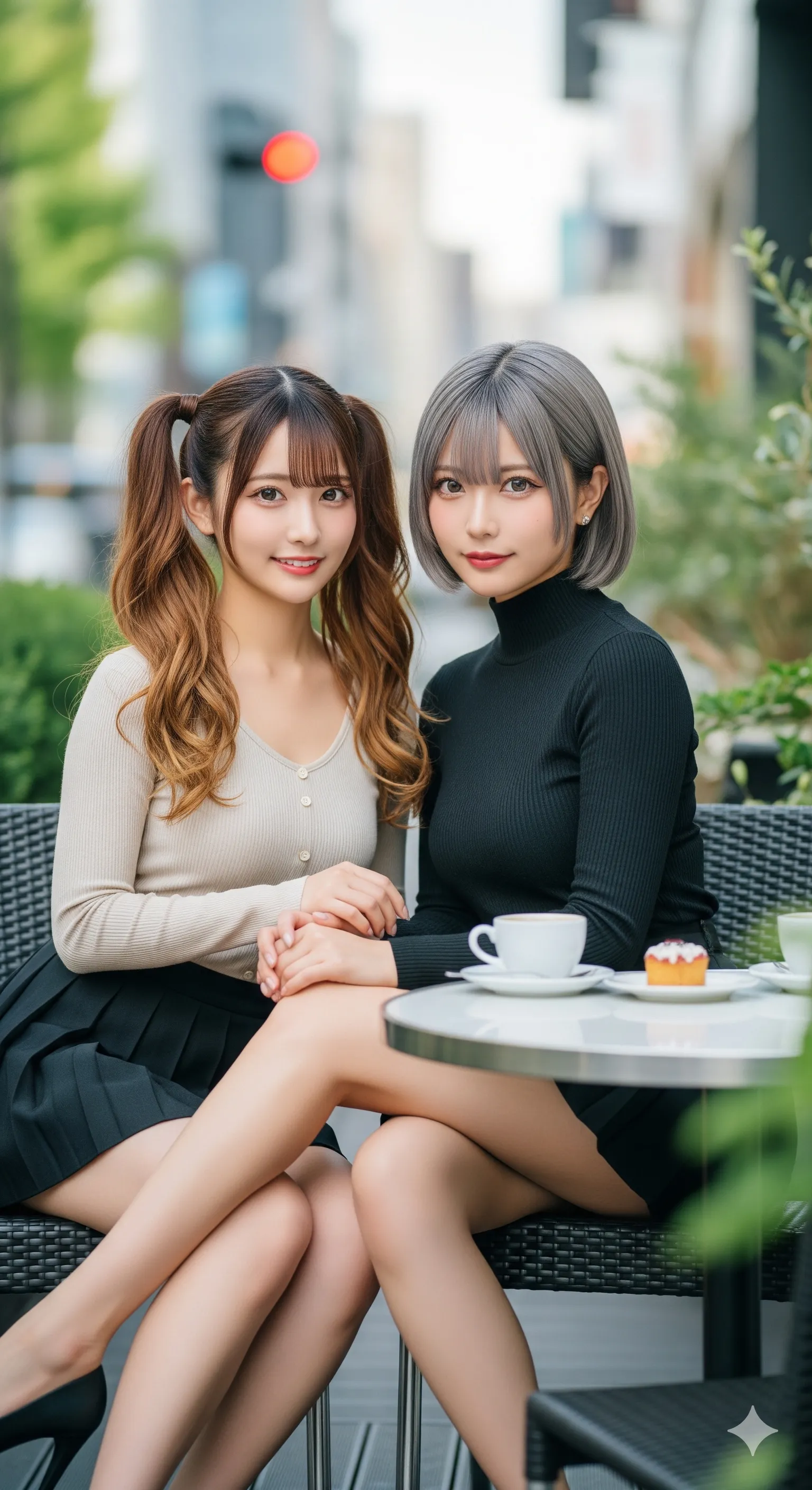 振り返る笑顔と、ミニスカートの隙間から覗く秘密の景色