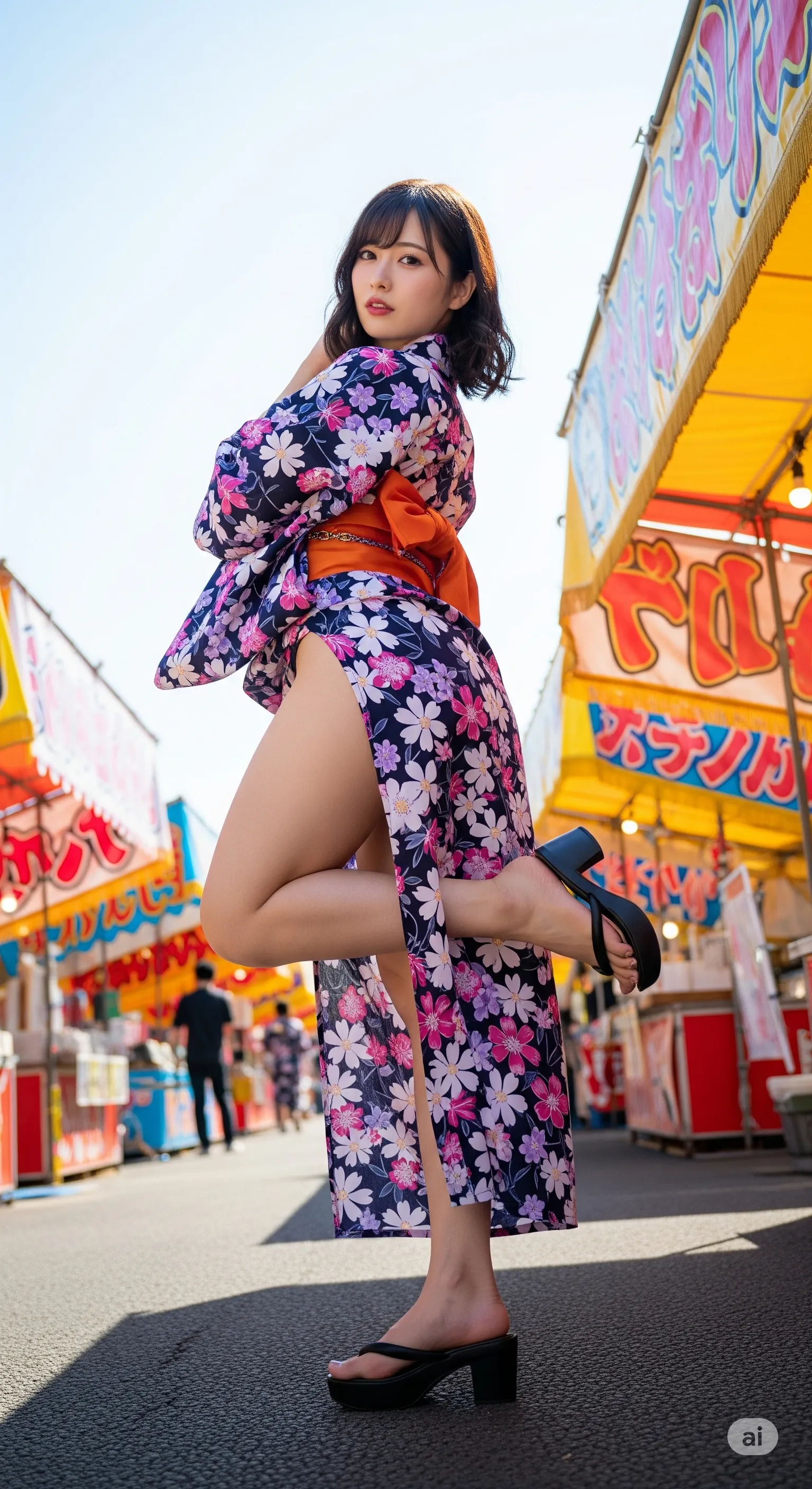 浴衣の帯下から影になる尻ラインが強調されたショット 010